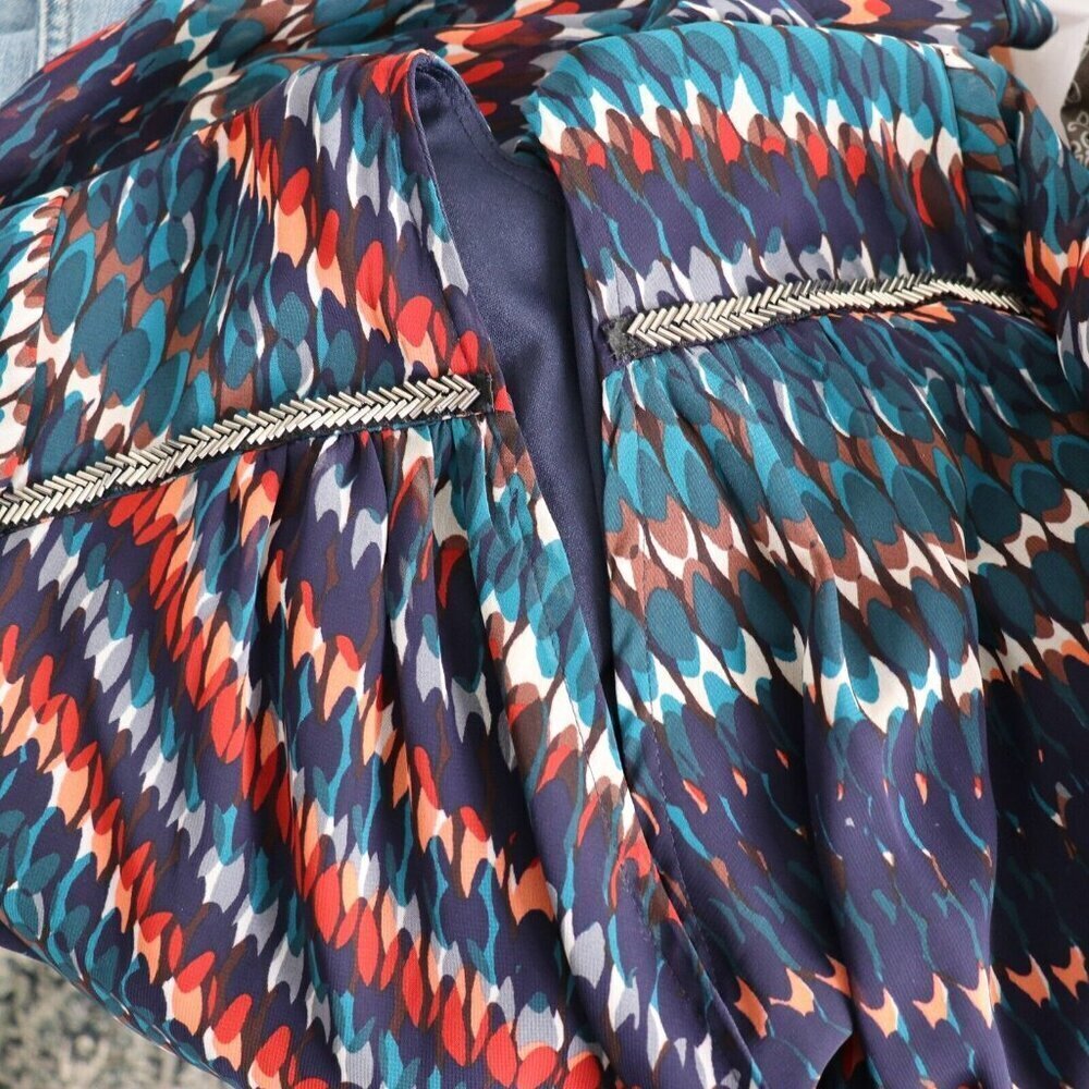 Cato Plus Size 22/24 Dress V-Neck Multicolor Formal Maxi Chevron Bead Detail - Picture 5 of 16